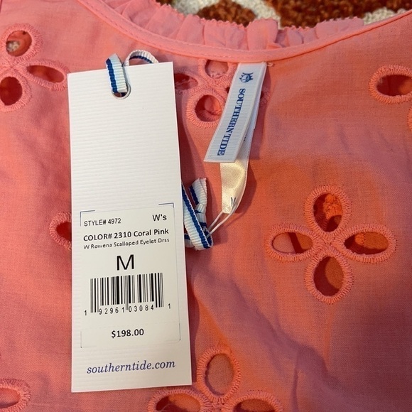 NEW Southern Tide Coral Pink Rowena Scalloped Eyelet Shift Dress US M - Picture 8 of 9